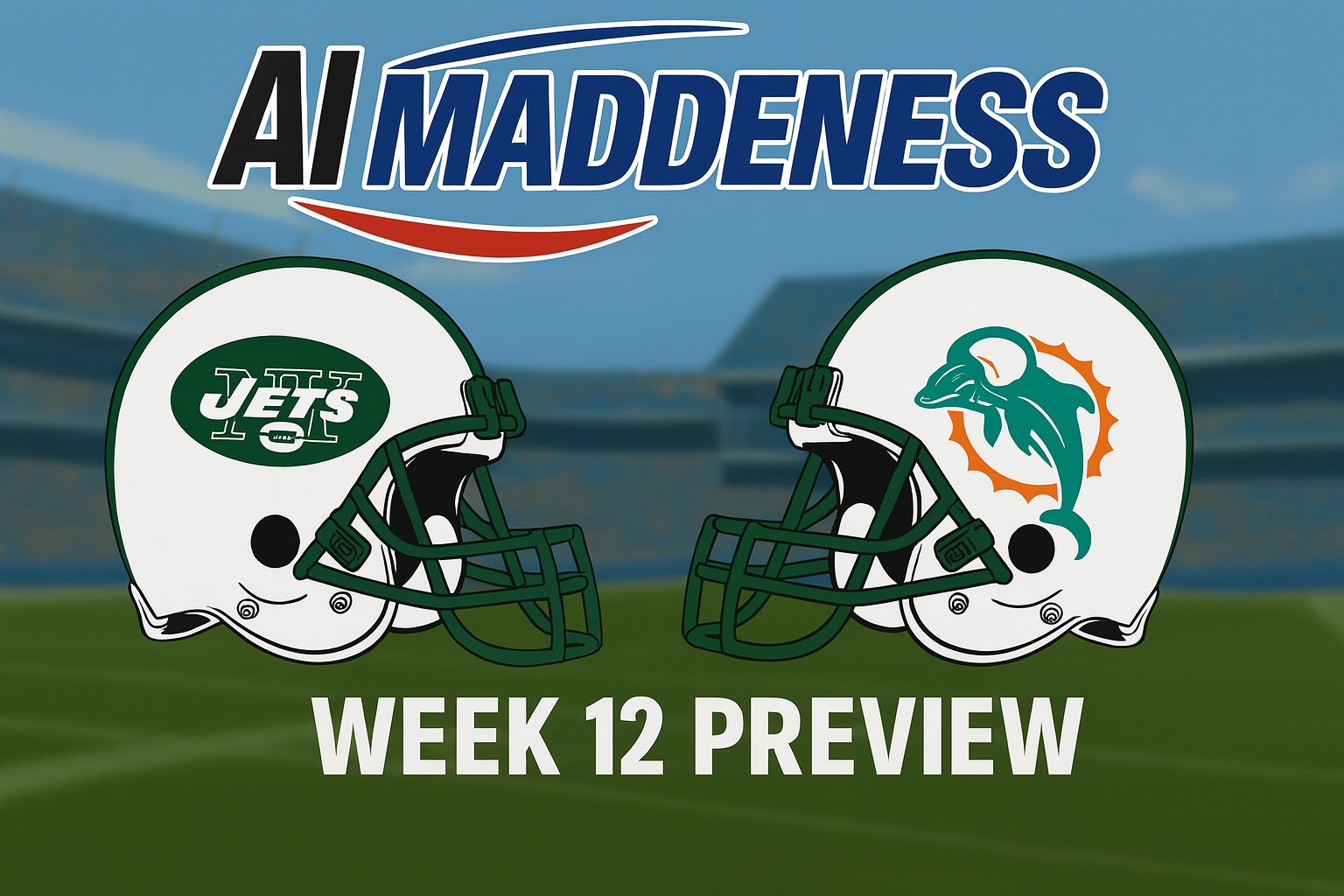 Sure! The text in the image is:

"AIMADDENESS

WEEK 12 PREVIEW"